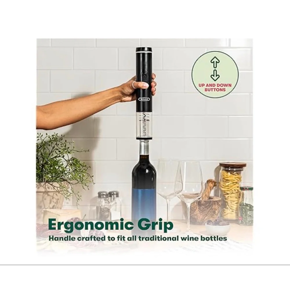 NEW Bella Electric Wine Opener One Size Black Silver